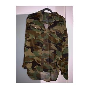 Banana Republic camo sheer blouse size M